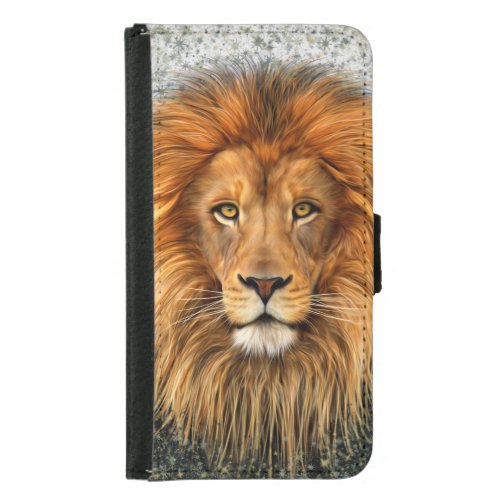 Lion Photograph Paint Art image Wallet Phone Case For Samsung Galaxy S5