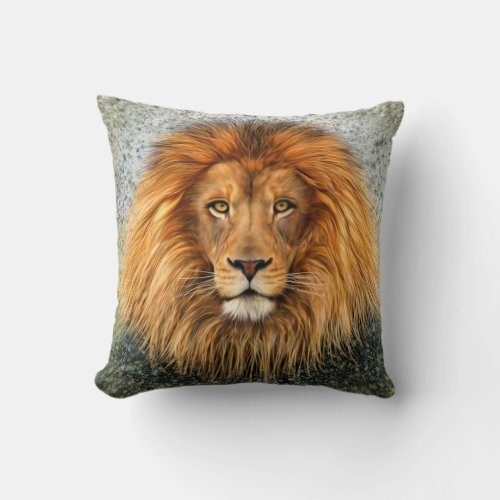 Lion Photograph Paint Art image Throw Pillow