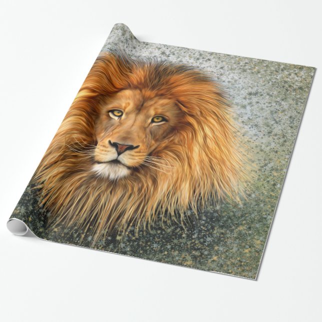 Lion Photograph Paint Art image Wrapping Paper (Unrolled)