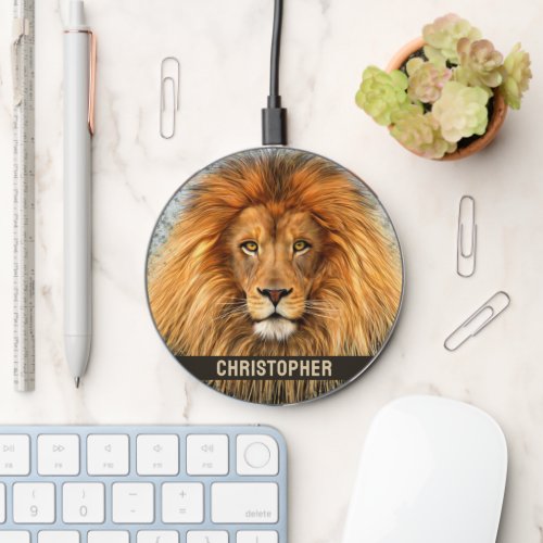 Lion Photograph Paint Wireless Charger