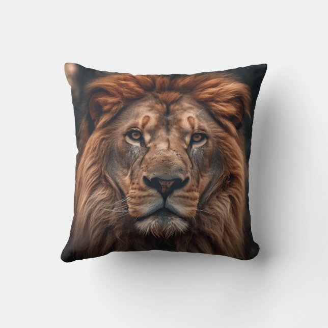 Lion Photography Throw Pillow (Back)