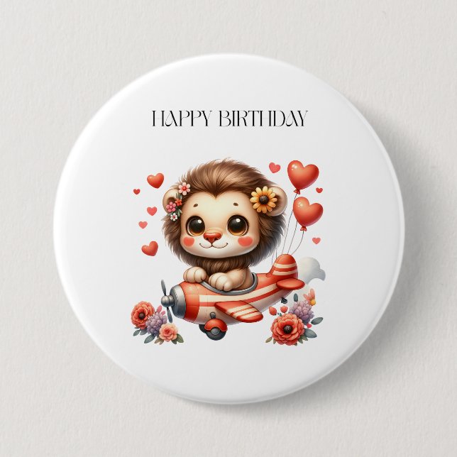 Lion Pilot Birthday Button (Front)