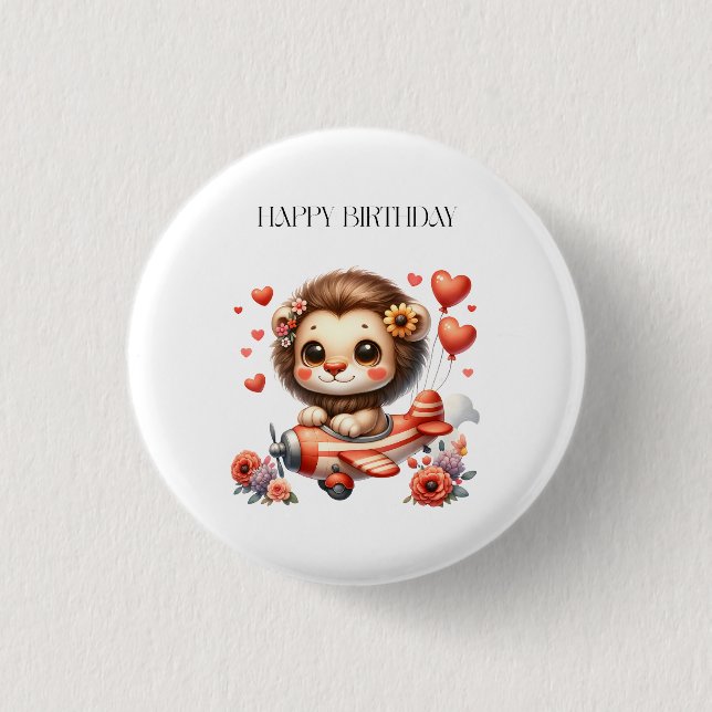 Lion Pilot Birthday Button (Front)