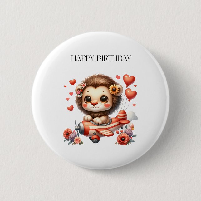 Lion Pilot Birthday Button (Front)
