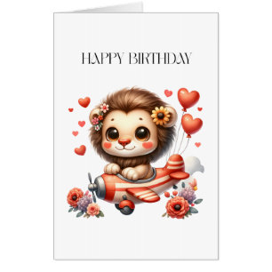 Lion Pilot Birthday Card