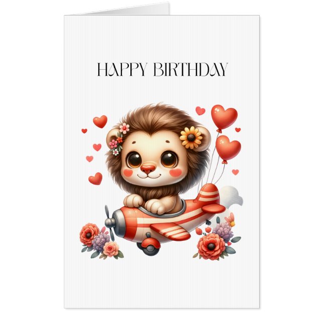 Lion Pilot Birthday Card (Front)