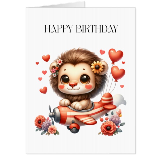 Lion Pilot Birthday Card (Front)