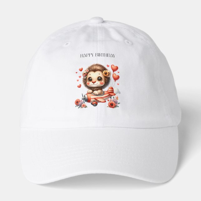 Lion Pilot Birthday Hat (Front)