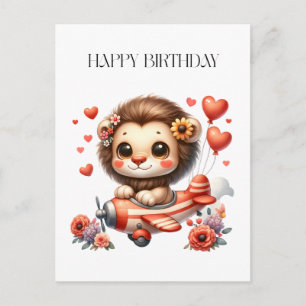 Lion Pilot Birthday Holiday Postcard