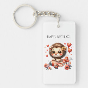 Lion Pilot Birthday Keychain