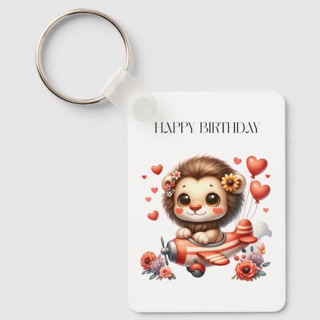 Lion Pilot Birthday Keychain (Front)