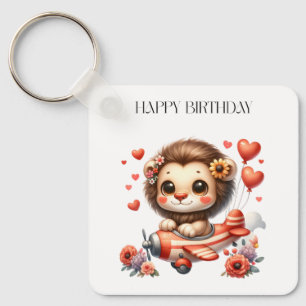 Lion Pilot Birthday Keychain