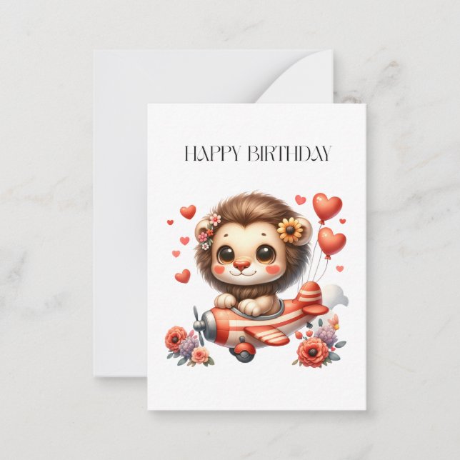 Lion Pilot Birthday Note Card (Front)