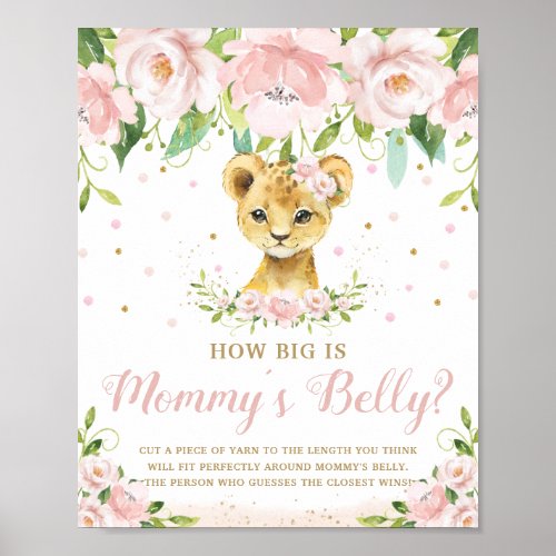 Lion Pink Floral How Big is Mommys Belly Game Poster