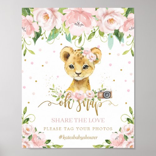 Lion Pink Floral Tag Photo Oh Snap Share the Love Poster