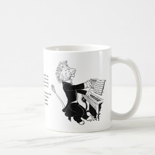 Lion Playing Piano Antique Louis Wain Drawing Coffee Mug