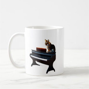 lion playing piano coffee mug