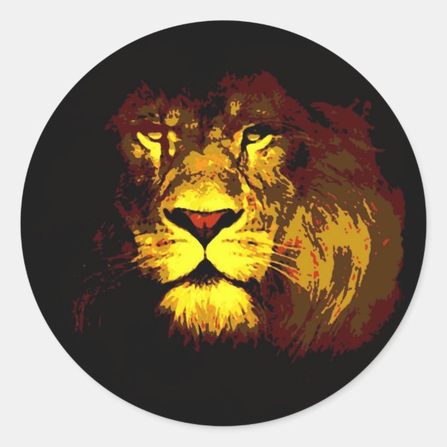 Lion Pop Art Classic Round Sticker (Front)