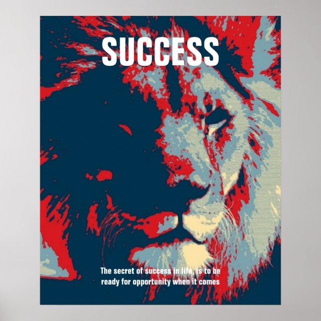 Lion Pop Art Success Quote Inspirational Poster (Front)