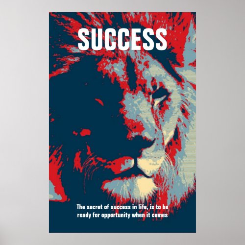 Lion Pop Art Success Quote Inspirational Poster