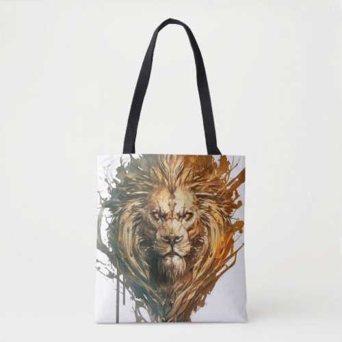Lion Portrait Animal Painting Wildlife Outdoors Tote Bag