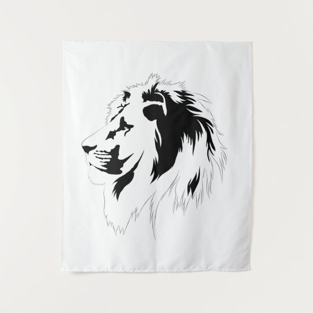 Lion Portrait (black)  Tapestry (Front)