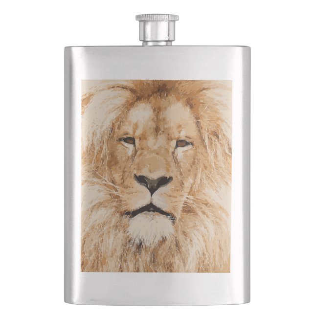 LION PORTRAIT HIP FLASK (Front)