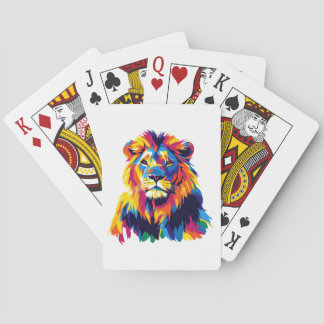 Lion Portrait Illustration Watercolour Painting Poker Cards