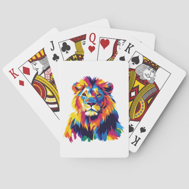 Lion Portrait Illustration Watercolour Painting Poker Cards (Back)