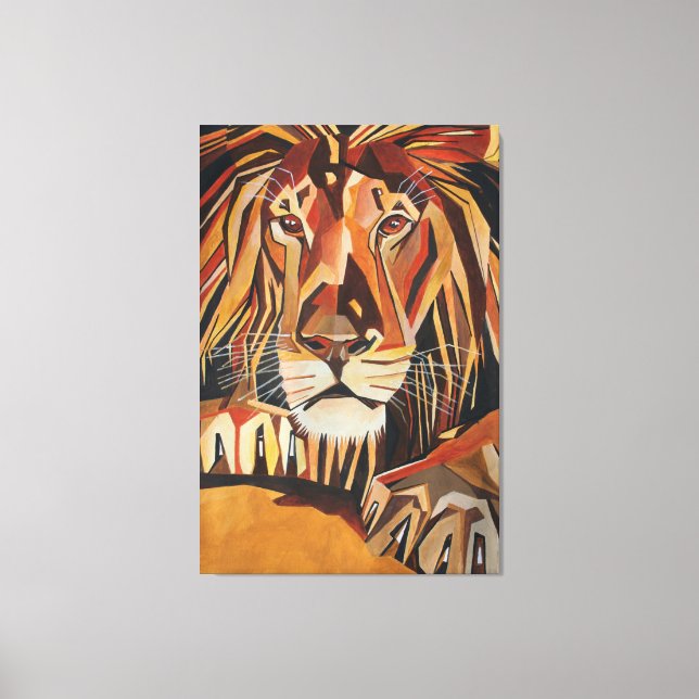 Lion Portrait In Geometric Art Style Canvas Print (Front)