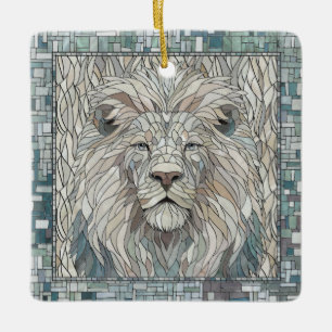 Lion Portrait Mosaic Art  Ceramic Ornament