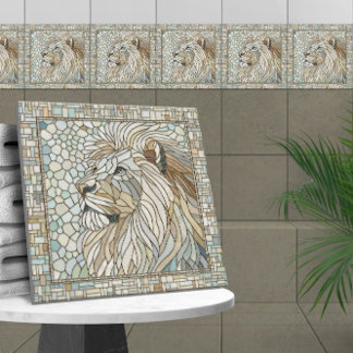 Lion Portrait Mosaic Art  Ceramic Tile
