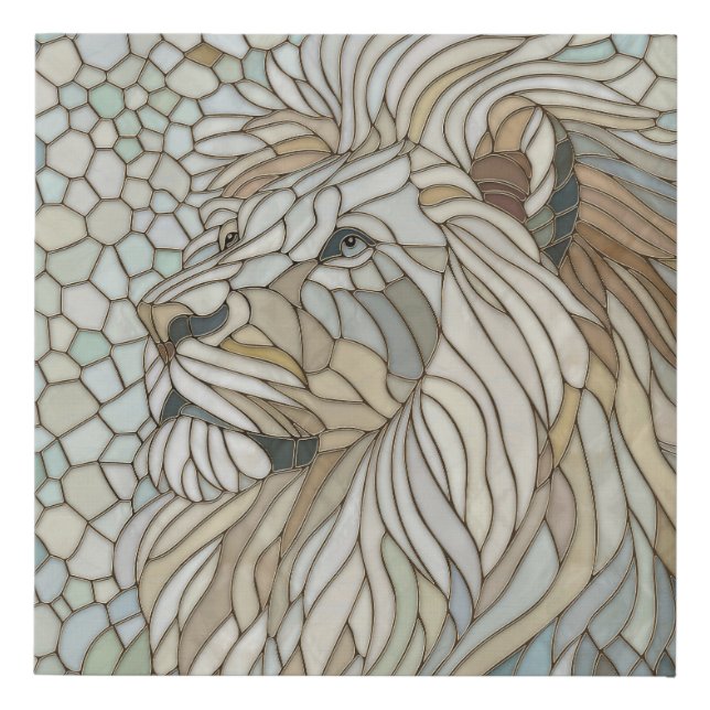 Lion Portrait Mosaic Art  Faux Canvas Print (Front)