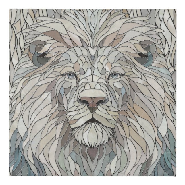 Lion Portrait Mosaic Art  Faux Canvas Print (Front)