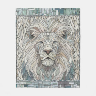 Lion Portrait Mosaic Art Fleece Blanket