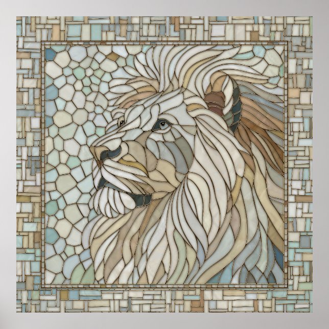 Lion Portrait Mosaic Art  Poster (Front)