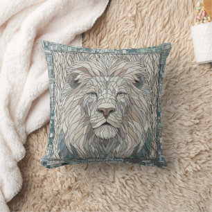 Lion Portrait Mosaic Art  Throw Pillow