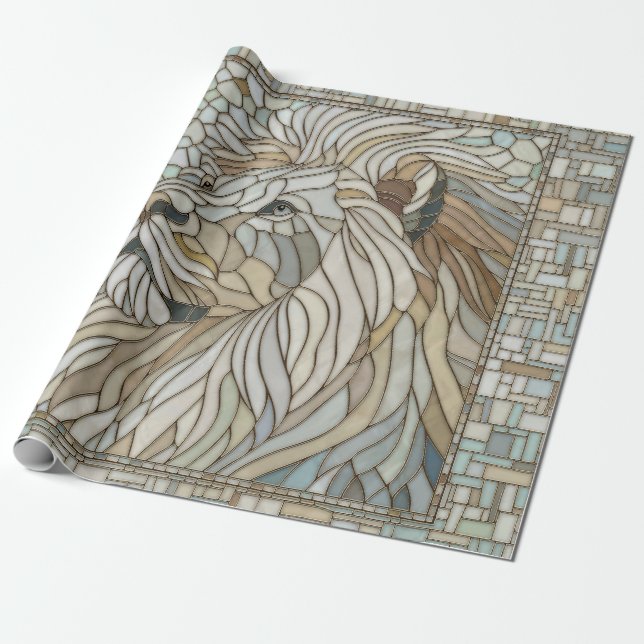 Lion Portrait Mosaic Art  Wrapping Paper (Unrolled)