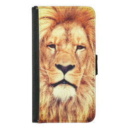 Lion Portrait Painting Artwork Samsung Galaxy S5 Wallet Case