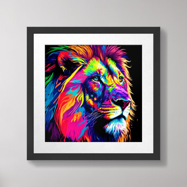 Lion Portrait Painting Framed Art (Framed Front)