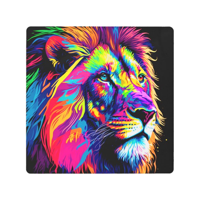 Lion Portrait Painting Metal Print (Front)