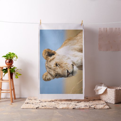 lion portrait photo fabric