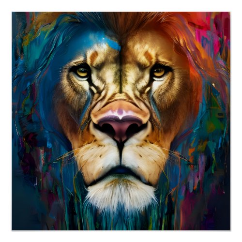 lion portrait poster