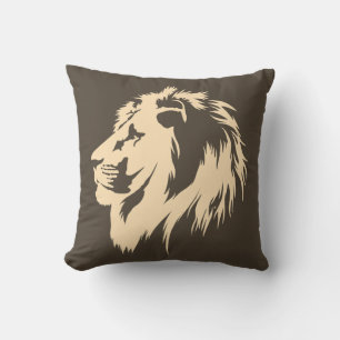 Lion Portrait (sand) Throw Pillow