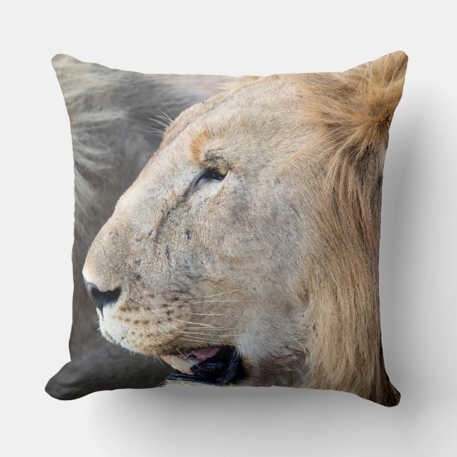Lion Portrait Throw Pillow (Front)