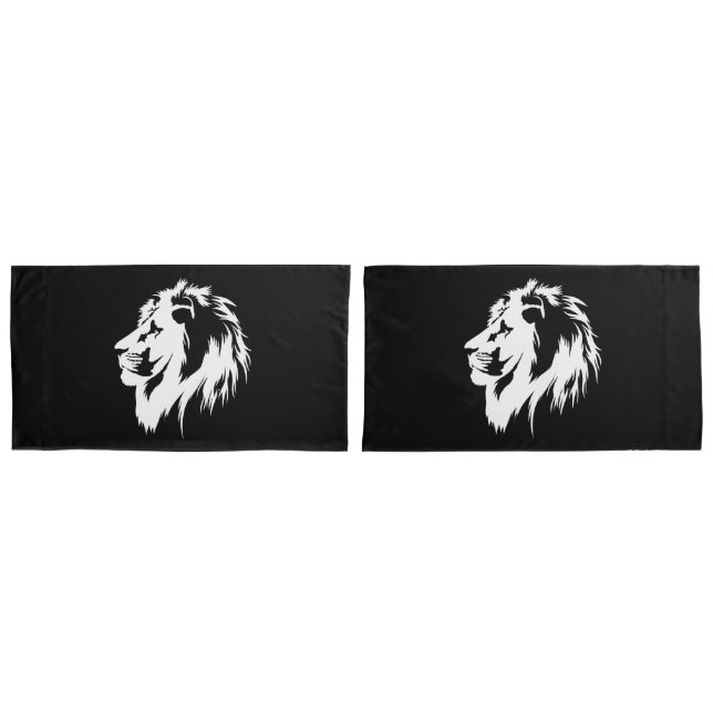 Lion Portrait (white) Pillow Case (Front-Set)