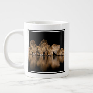 Lion Pride Drinks at the Water Hole at Night Giant Coffee Mug