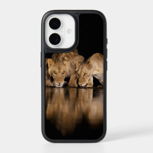 Lion Pride Drinks at the Water Hole at Night iPhone 17 Case