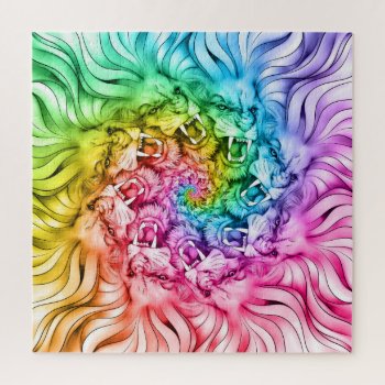 Lion Pride Mandala Rainbow Swirl Jigsaw Puzzle by DoodleGod at Zazzle