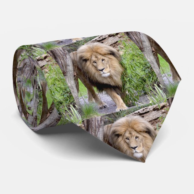 Lion Print Men's Necktie (Rolled)
